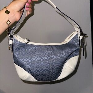 Vintage Y2K Blue and White Coach Purse